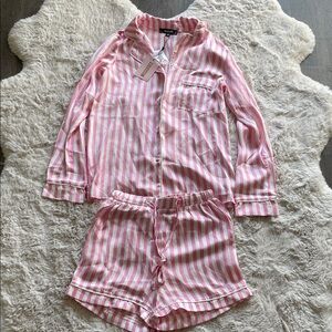 Missguided Pink and White Striped PJ Set